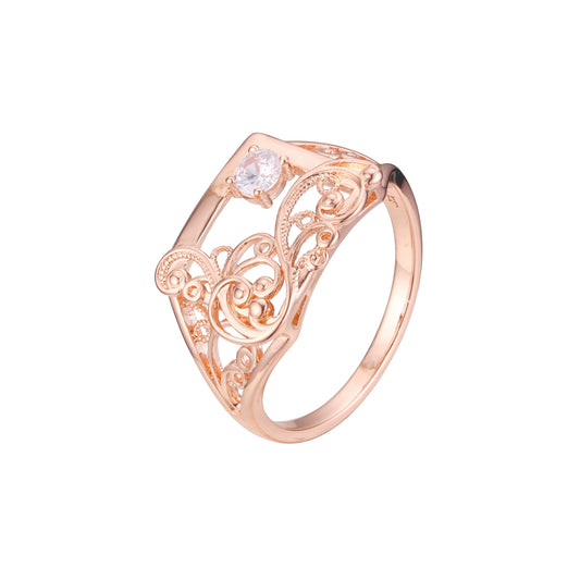 Anéis solitários da moda em ouro rosa