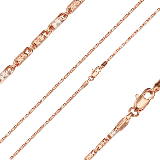 Cadenas cilíndricas con eslabones de caracol macizos chapadas en Oro 14K, oro rosa, tres tonos
