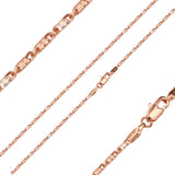 Solid snail link cylinder chains plated in 14K Gold, Rose Gold, three tone