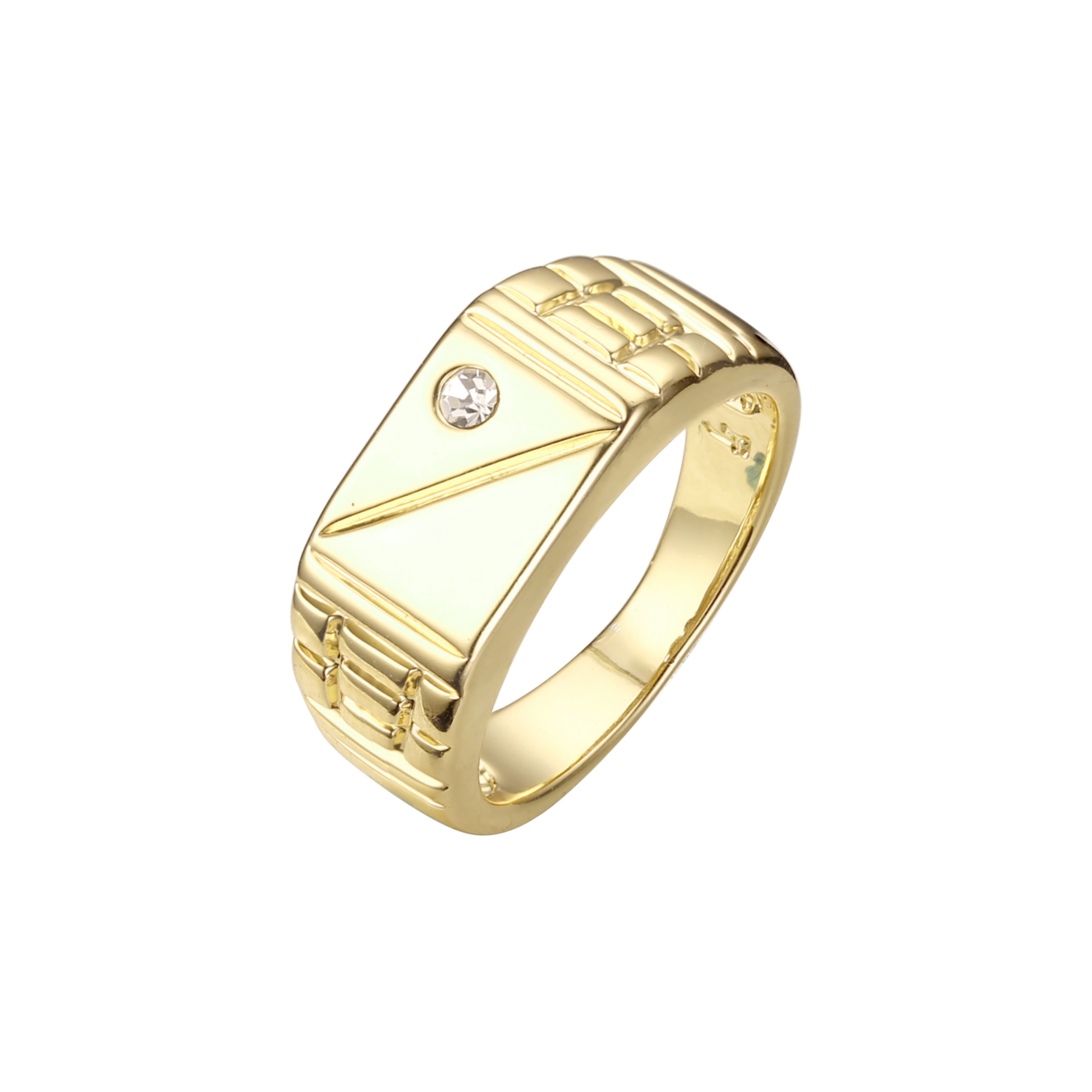 Mesh band slashed signet 14K Gold, Rose Gold Men's rings