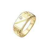 Mesh band slashed signet 14K Gold, Rose Gold Men's rings