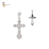 Pingente de cruz ortodoxa em ouro 14K, ouro rosa, crucifixo em ouro branco