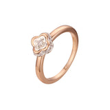 Rose Gold two tone solitaire flower halo rings