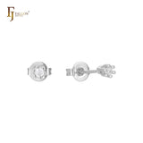Solitaire 6 claws white cz 14K Gold Stud Earrings