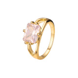 Solitaire emrald cut stone plain design rings in 18K Gold, 14K Gold, Rose Gold plating colors