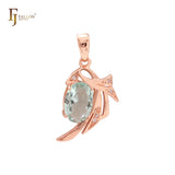 Rose Gold Solitaire Oval CZ Pendant