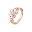 Anillos de moda de dos tonos de oro rosa con flor.