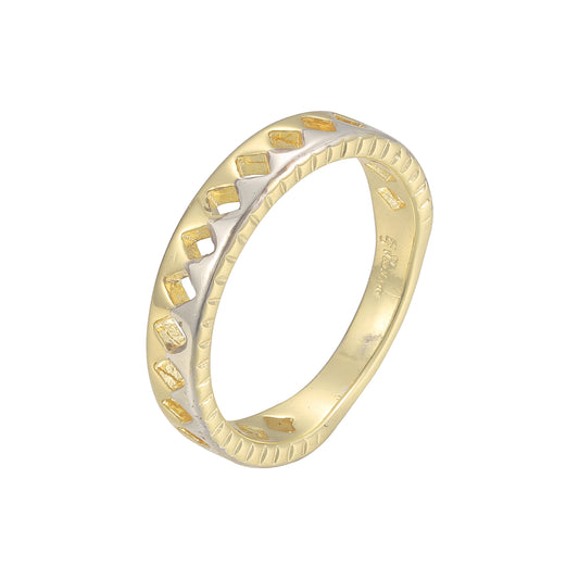 新款 Rhombus 婚戒 14K 金双音戒指