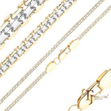 ビスマルク織りアンカー ダブルリンク チェーン、14K ゴールド、18K ゴールド、ツートンメッキ