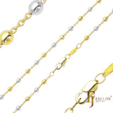 ホワイトゴールド、14K ゴールド、ローズゴールド、ツートーンメッキのケーブル リンク ビーズ チェーン