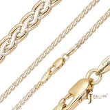 Cadenas brillantes de trigo Spiga chapadas en oro blanco, oro de 14 quilates, oro rosa, dos tonos