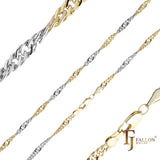 クラシック シンガポール シングル リンク 14K ゴールド、ツートン、18K ゴールド チェーン