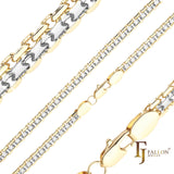 ビスマルク織りアンカー ダブルリンク チェーン、14K ゴールド、18K ゴールド、ツートンメッキ