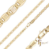 14K ゴールドメッキのマリナーリンクハンマーチェーン、ツートーン