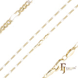 14K ゴールド、ローズゴールド、ツートーンメッキの薄型フィガロ ファンシー ケーブル リンク チェーン
