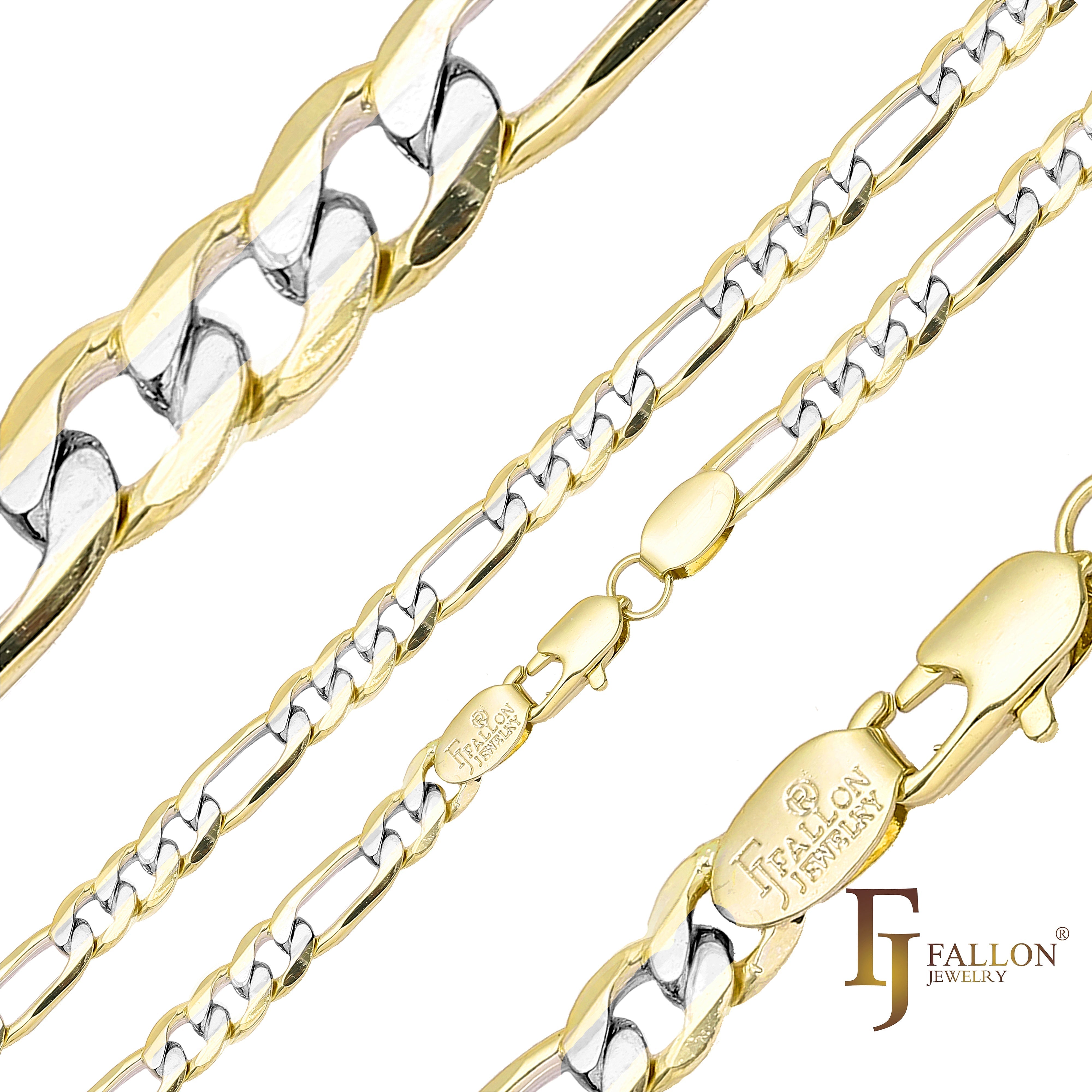 クラシック フィガロ リンク 14K ゴールド ツートーン チェーン [幅 >6mm]