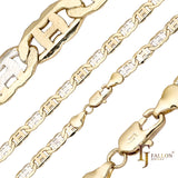マリナー H リンク チェーン、14K ゴールドメッキ、ツートーン [ラフフェイス]