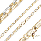 ホワイトゴールド、18K ゴールド、14K ゴールド、ローズゴールド、ツートンメッキの長方形の丸いボックス リンク チェーン