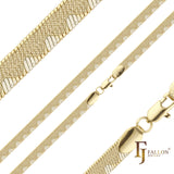 {カスタマイズ} 14K ゴールド、ローズゴールド、ツートーンメッキのフラット スネーク チェーン