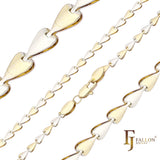 Cadenas de eslabones elegantes con forma de corazón de pala chapadas en oro de 14 quilates, oro rosa, dos tonos