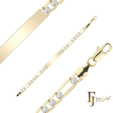Figaro Link 男士 ID 手链镀 14K 金两种色调