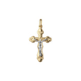🔥 Eastern Orthodox Russian budded pendant in 14K Gold, Rose Gold two tone plating colors