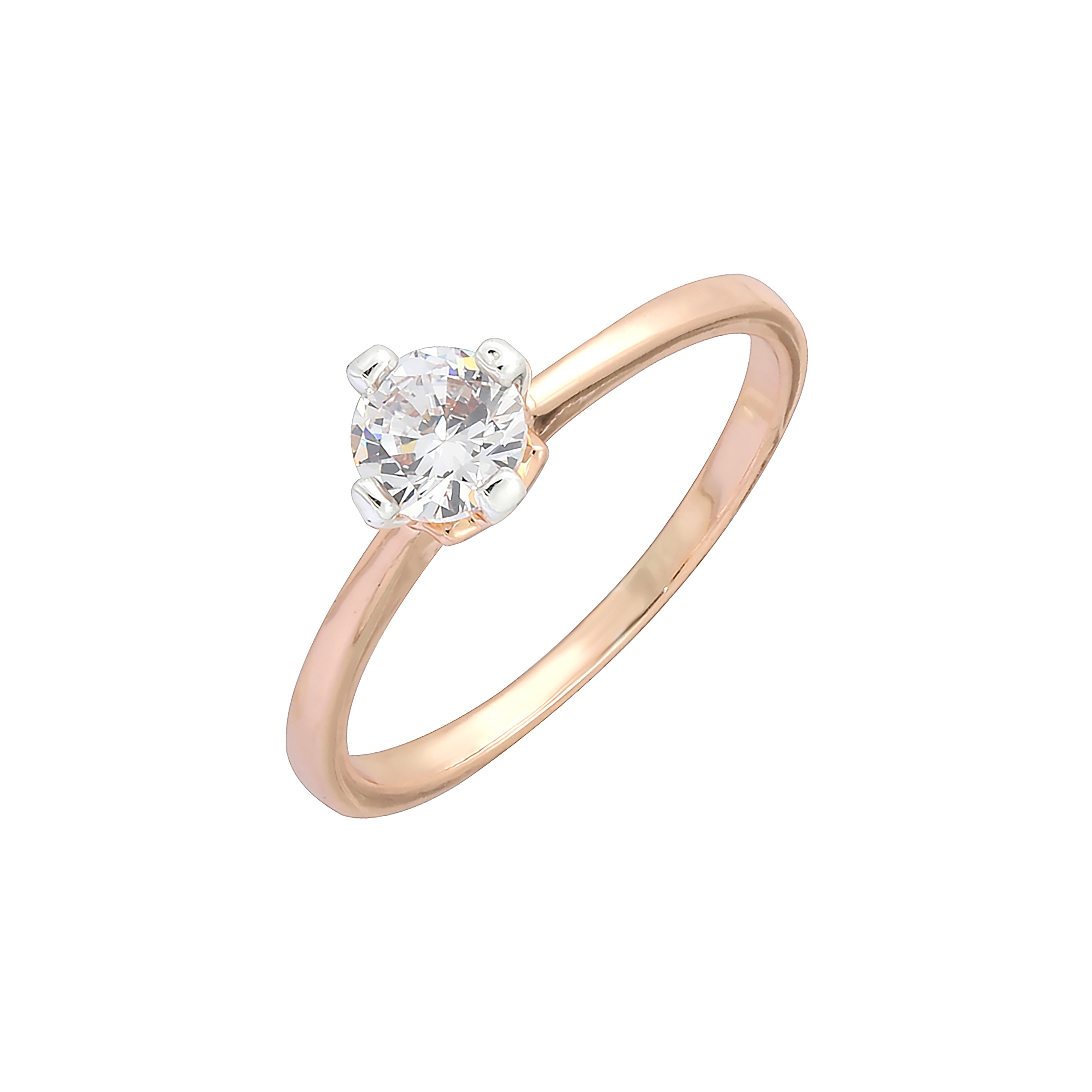 Anillos Solitario piedra redonda diseño liso en Oro 18K, Oro Blanco, Oro 14K, Oro Rosa con baño bicolor