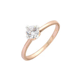 Anillos Solitario piedra redonda diseño liso en Oro 18K, Oro Blanco, Oro 14K, Oro Rosa con baño bicolor