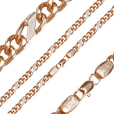 Figaro Z gemischte kubanische, ausgefallene Gliederketten, plattiert mit 14 Karat Gold, Roségold, zweifarbig