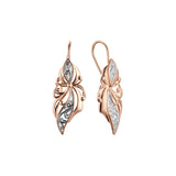.Flower wire hook earrings in Rose Gold, two tone plating colors