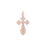 Russian Orthodox Rose Gold Cross budded pendant