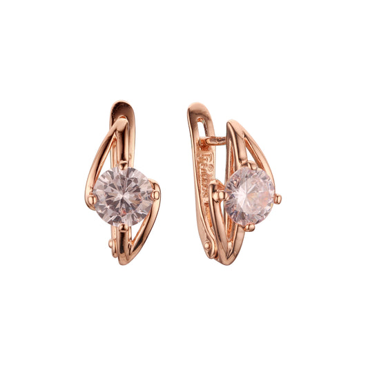 Solitär-Ohrringe mit buntem Zirkonia und Blitz-Symbol in Roségold
