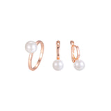 Conjunto de joias com pérolas banhadas a ouro rosé