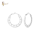 Cluster White CZs dotted 14K Gold Hoop earrings