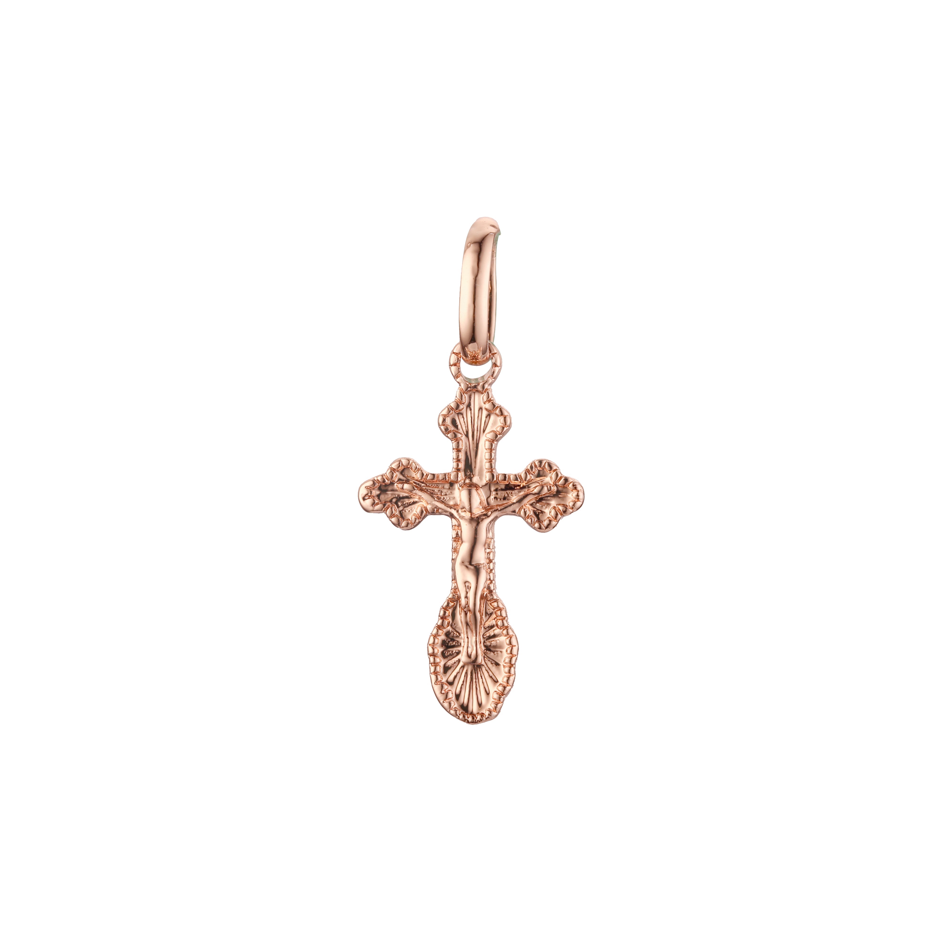 🔥 Eastern Orthodox Russian budded pendant in Rose Gold two tone, 14K Gold plating colors