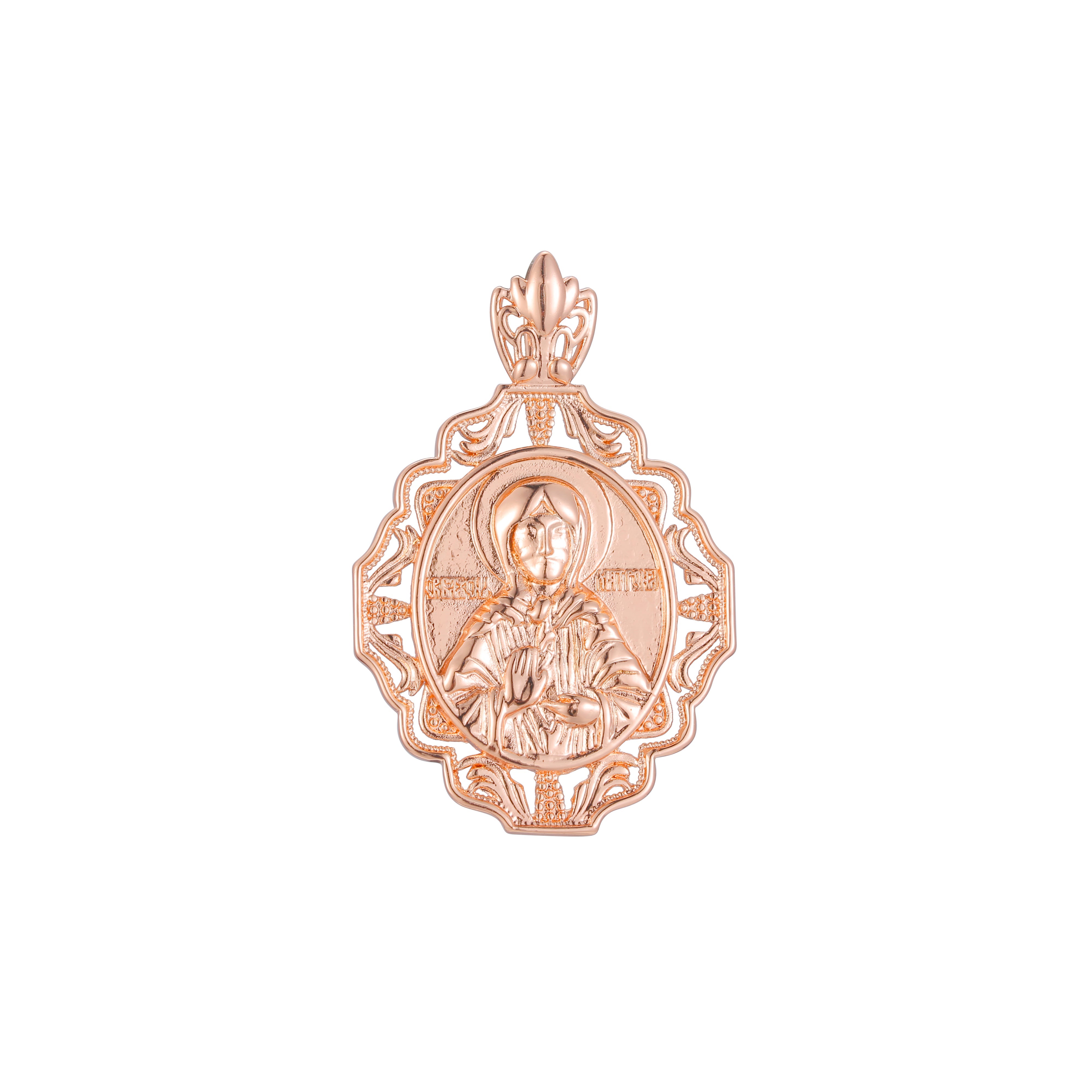 Colgante Santa Matrona en Oro Rosa bicolor, baño de Oro 14K colores