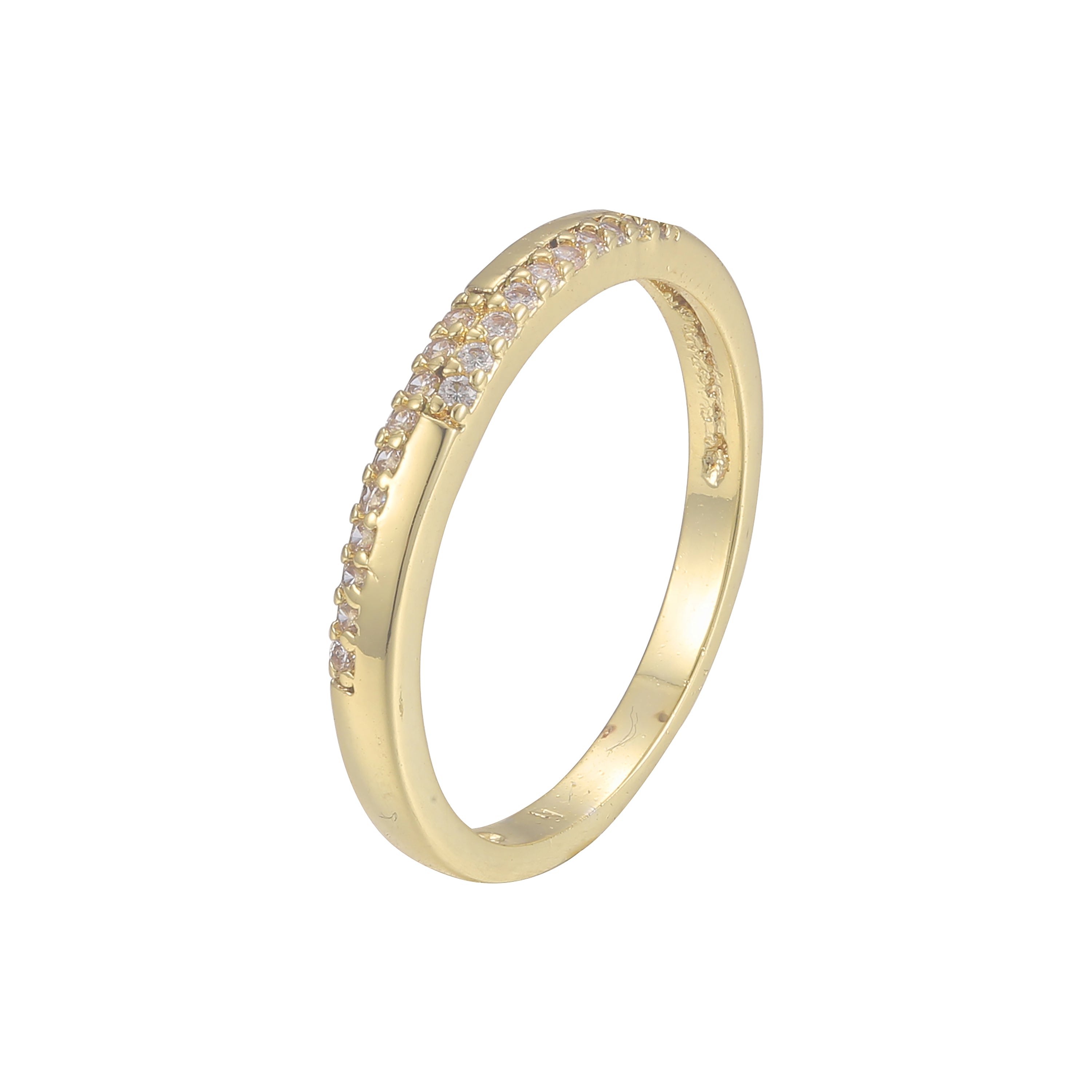 パヴェホワイト cz 結婚指輪バンド 14K ゴールド、ローズゴールド、18K ゴールドリング