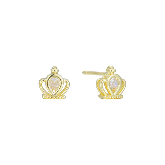 Solitär-Ohrstecker aus 14-karätigem Gold mit weißen CZ-Kronen