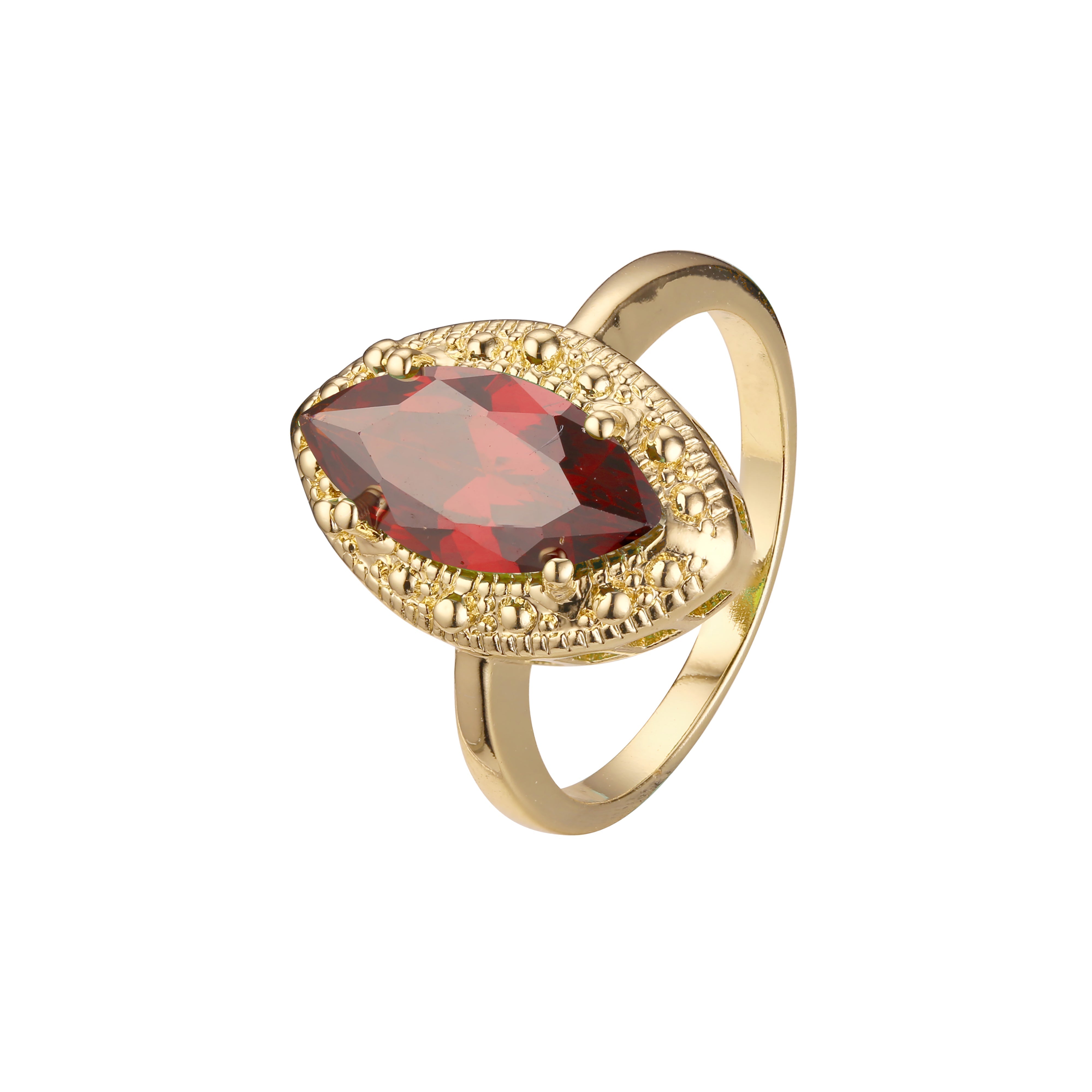 Solitario Marquesa grandes anillos de piedra pavimentados con cuentas en colores de baño de oro de 18 quilates, Oro 14K y oro rosa