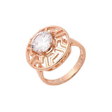 Solitario de filigrana con piedras redondas grandes en colores baño de Oro 18K, Oro 14K, Oro Rosa