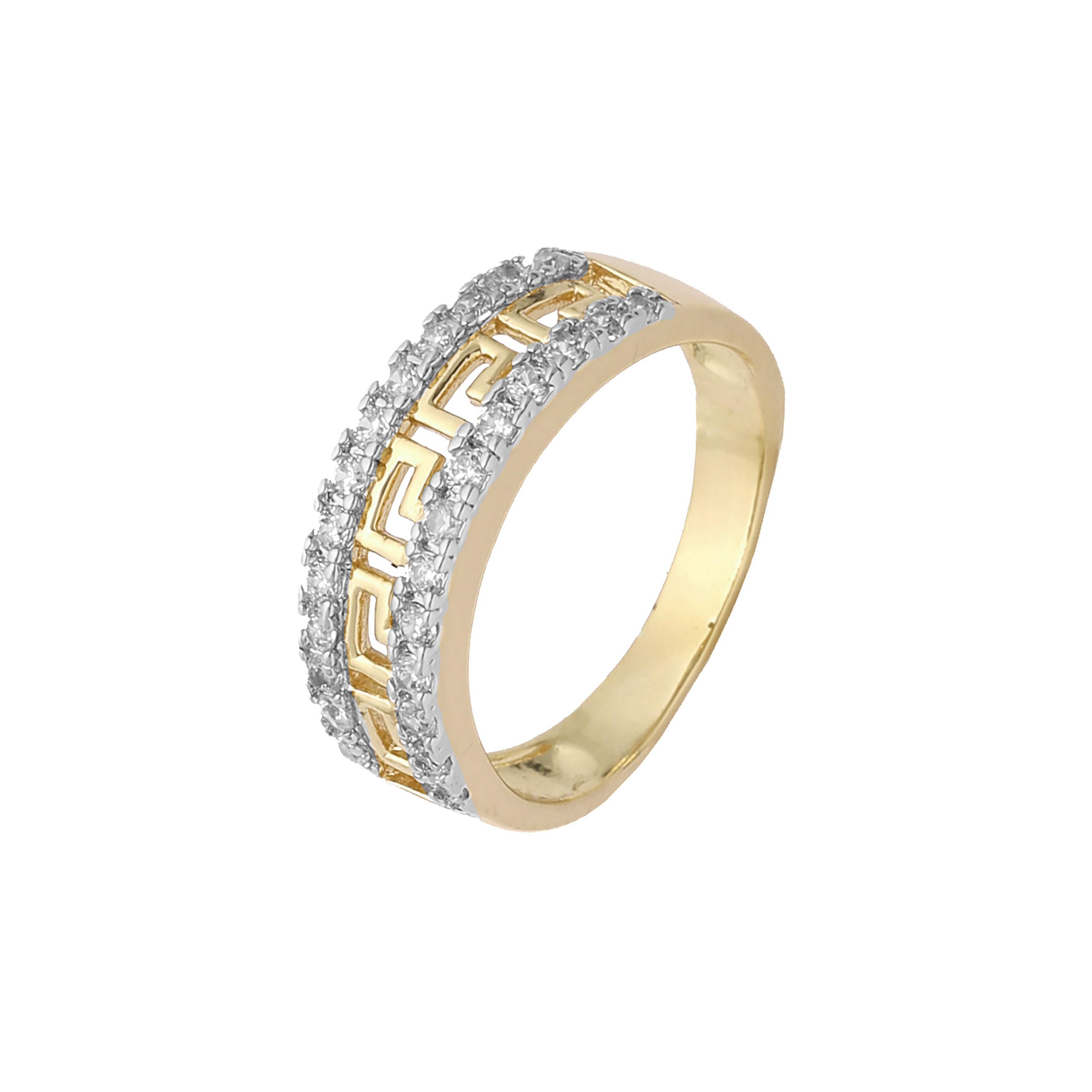 Anéis de chave grega em ouro 18K, ouro branco, ouro 14K, ouro rosa, duas cores de revestimento