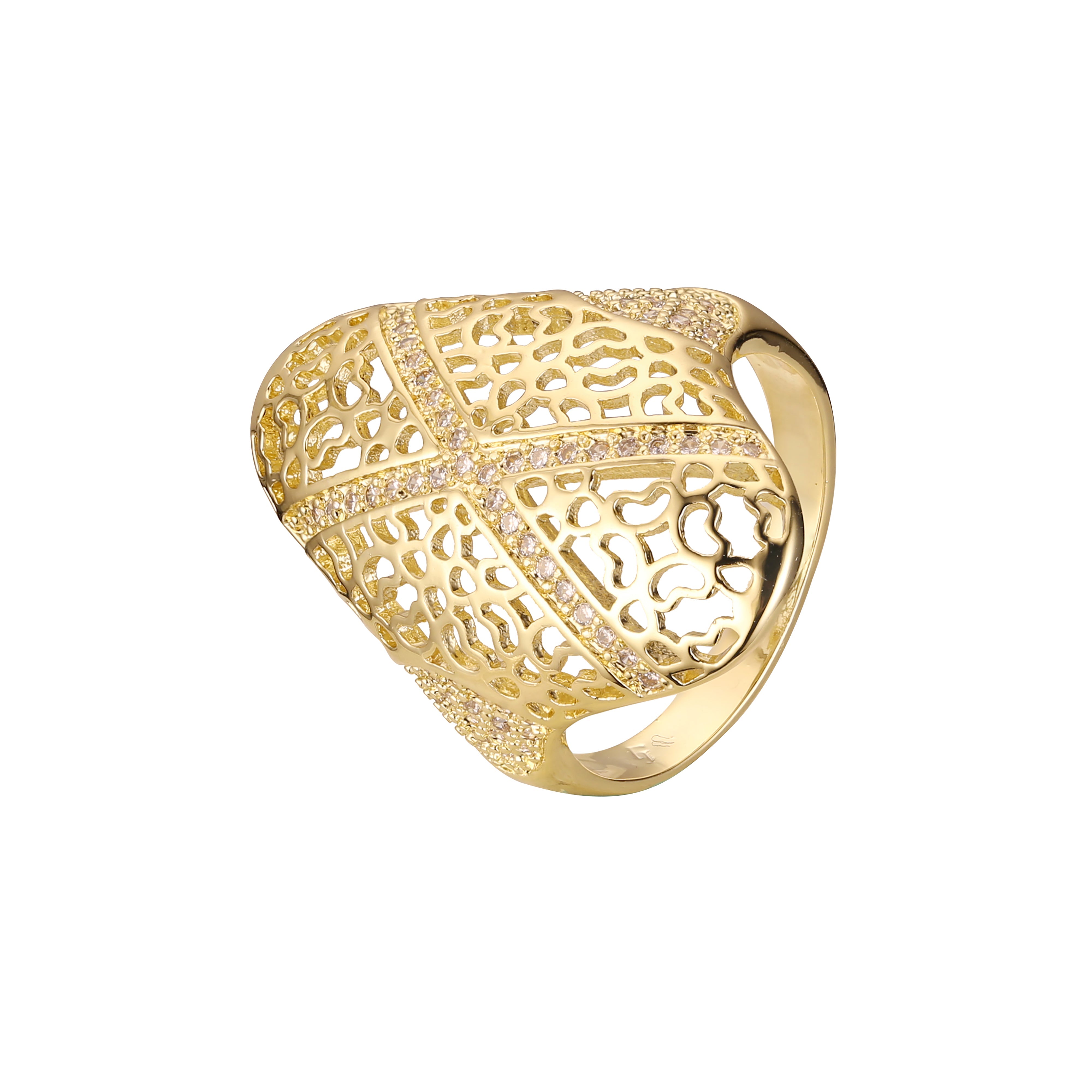 14K 金戒指，镀玫瑰金颜色