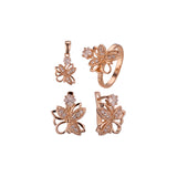 Conjunto luxuoso de trevo duplo em ouro rosa