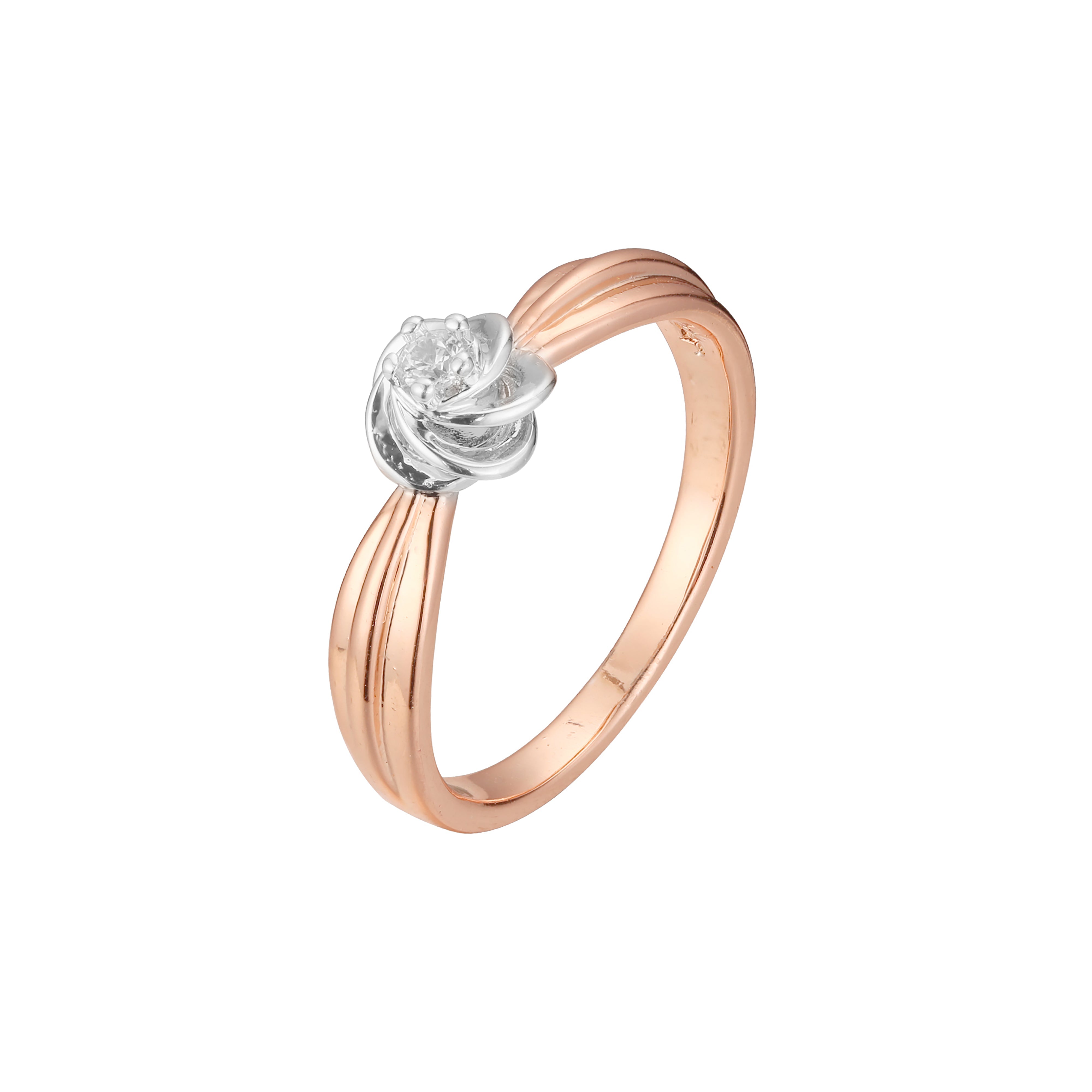Rose Gold two tone solitaire flower rings