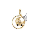 Cute baby car with a crown 14K Gold, Rose Gold Pendant