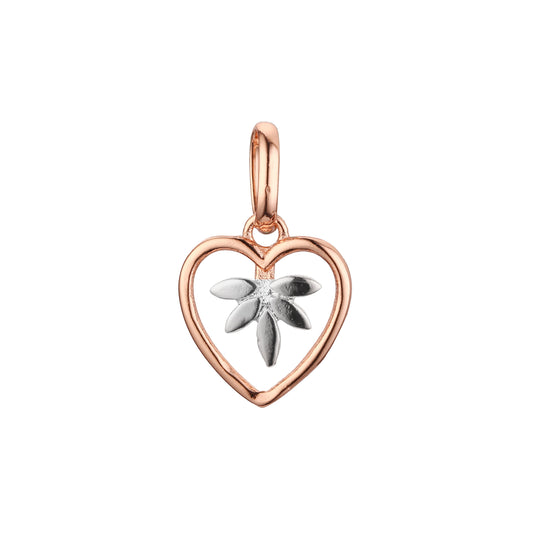 🔥 Heart and leaves pendant in Rose Gold two tone, 14K Gold plating colors