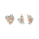 Luxuoso Cluster Verde Maçã misturado colorido CZ Rose Conjunto de joias anéis de ouro