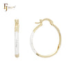 Textured 14K Gold two tone Hoop earrings