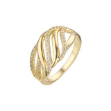 .Anéis modernos em ouro 14K, cores banhadas em ouro rosa