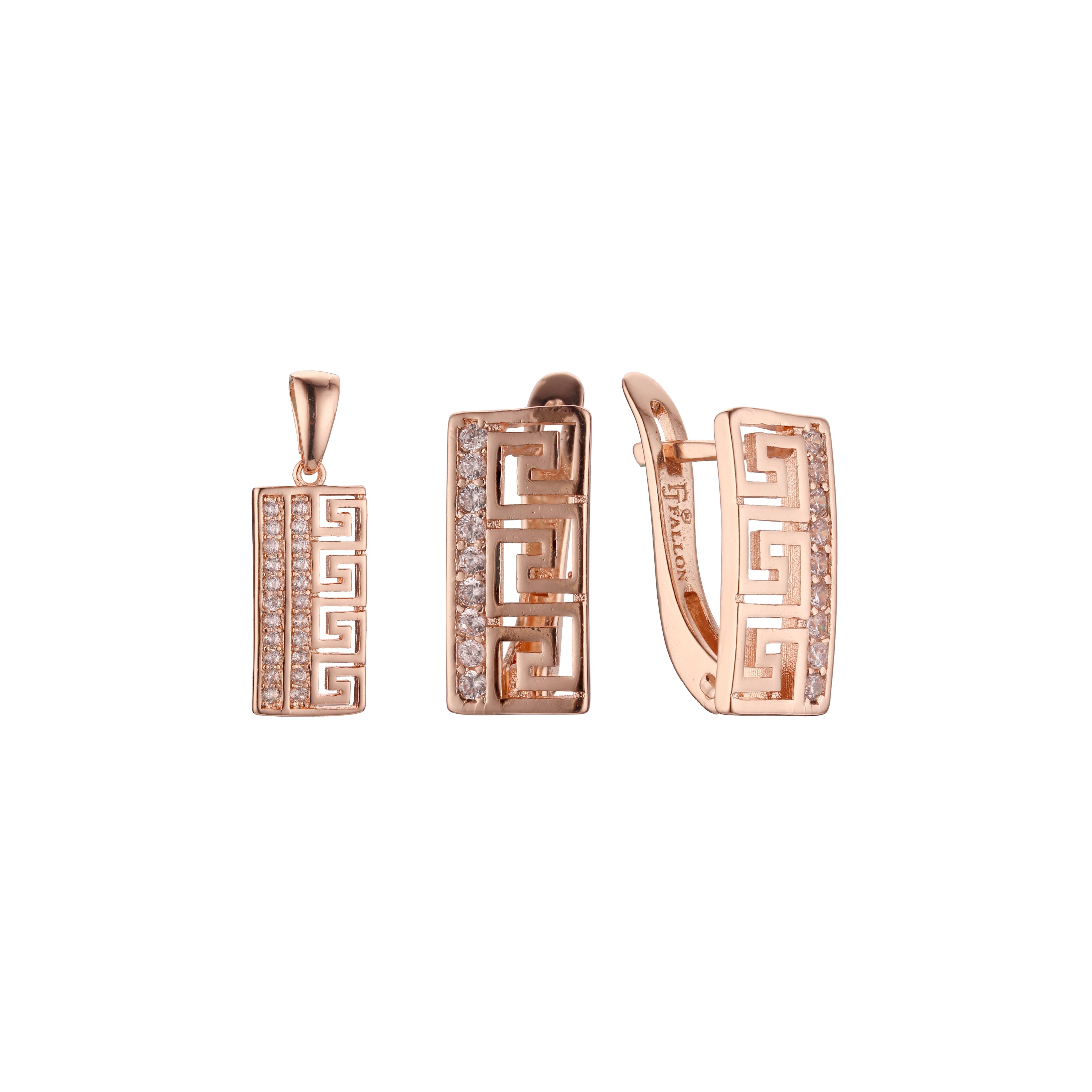 Conjunto de chaves gregas em ouro rosa